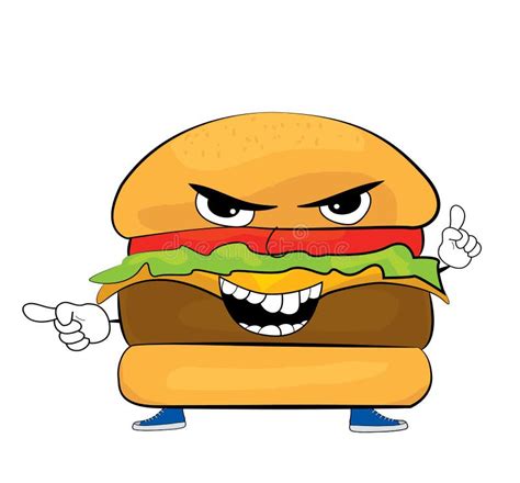 Angry Burger Cartoon Stock Illustration Illustration Of Cheeseburger