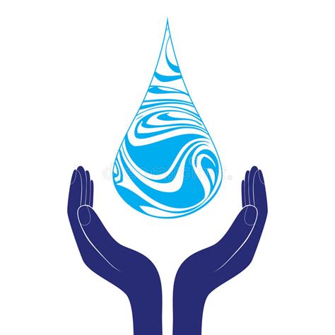 Save Water Sign Icon Hand Holds Water Drop Symbol Environmental