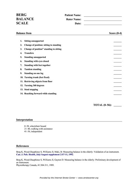 Berg Balance Scale Pdf Fill Out And Sign Online Dochub