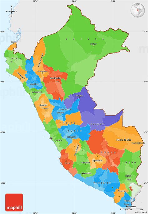 Political Simple Map Of Peru Single Color Outside