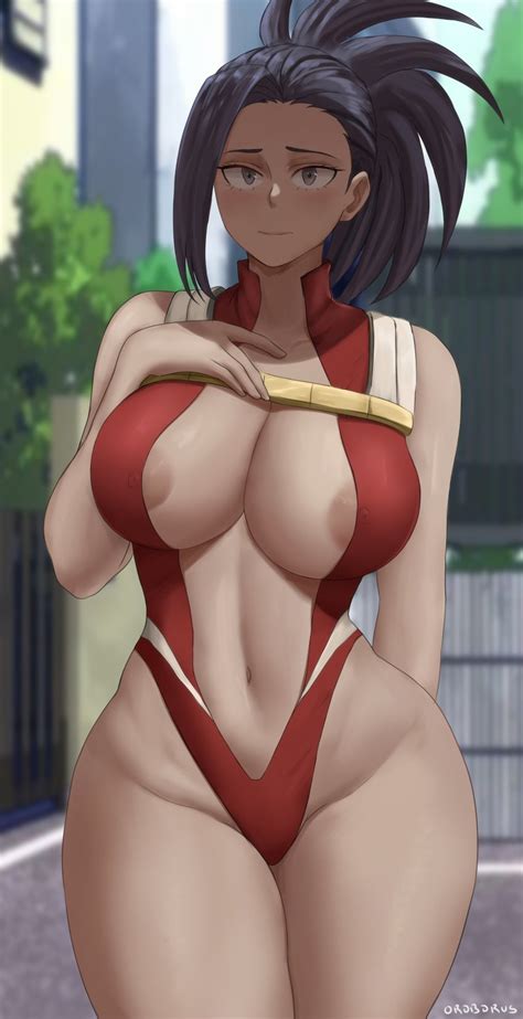 Oroborus Yaoyorozu Momo Boku No Hero Academia Absurdres Highres 1girl Areola Slip Arm