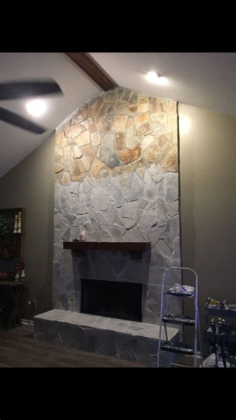 One last final before (oh, and take notice of those two weird openings above the stove and watch how the disappear, all thanks to the hubs!). Whitewash Your Stone Fireplace for Under $20 | Stone ...