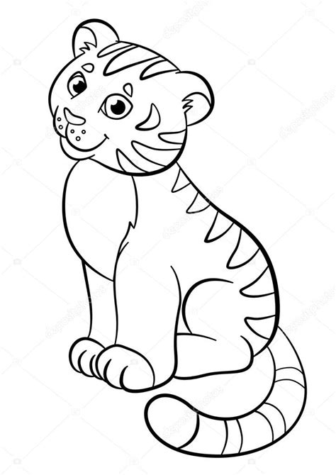 Coloring Pages Wild Animals Little Cute Baby Tiger