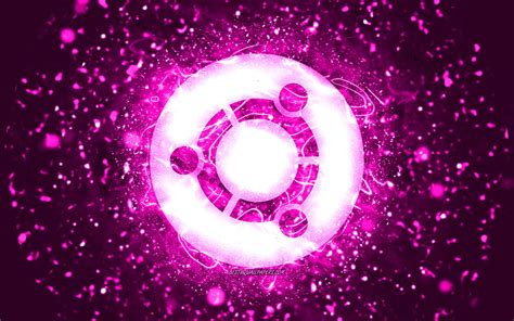 4k Free Download Ubuntu Purple Logo Purple Neon Lights Linux