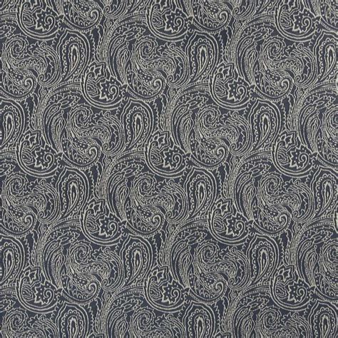 B627 Navy Blue Traditional Paisley Jacquard Woven Upholstery Fabric By