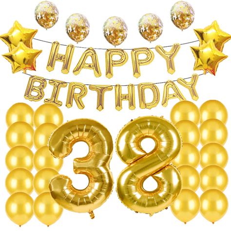 38th Birthday Decorations Party Supplies38th Birthday Balloons Gold