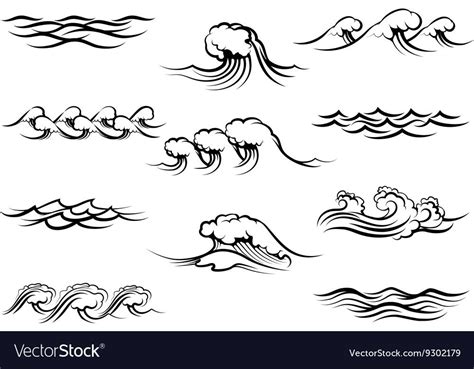 Ocean Waves Or Sea Waves Isolated On White Background Vector Download