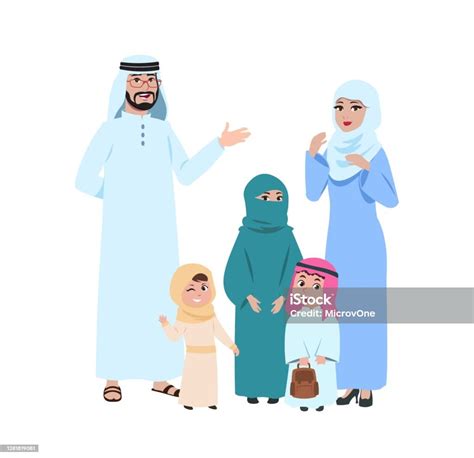 Glückliche Arabische Familie Muslimische Jugendliche Islamische Mann