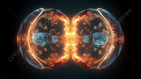 Cell Division Process Illustrated Through 3d Rendering Background