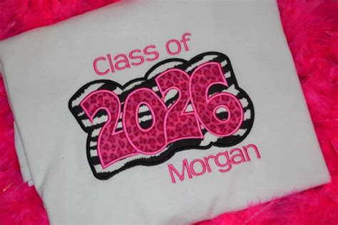 Class Of 2026 With Personalized Name Appliqued T Shirt Etsy