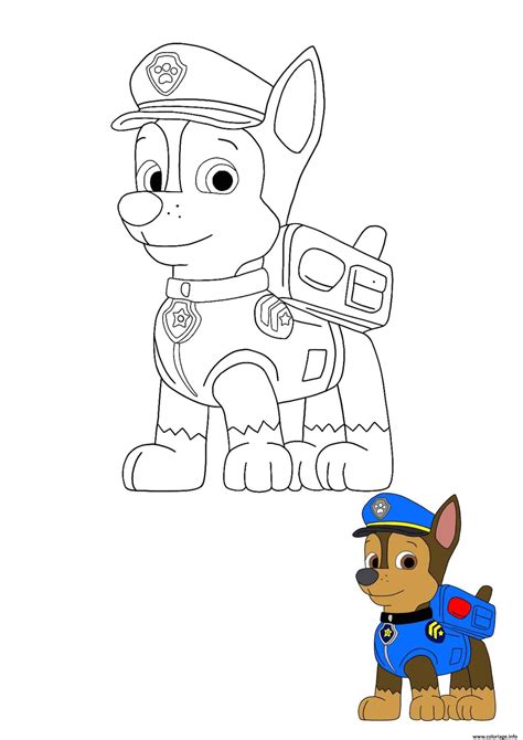 Coloriage Chase Adore Son Camion De Police Et Voiture Paw Patrol Dessin