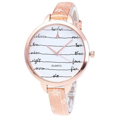 fashion lady thin mini pu leather strap quartz watch round letter dial woman wristwatch alloy