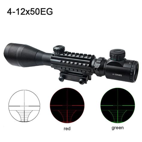 Tactical 4 12x50eg Rifle Scope With Redgreen Dot Sight Scopeandred Laser