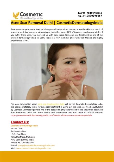 Ppt Acne Scar Treatment In Delhi Cosmetic Dermatology India