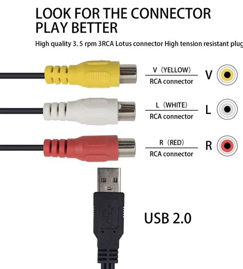 Rca To Usb Cable Usb To Rca Cable Usb A 20 Male To 3 Rca Female