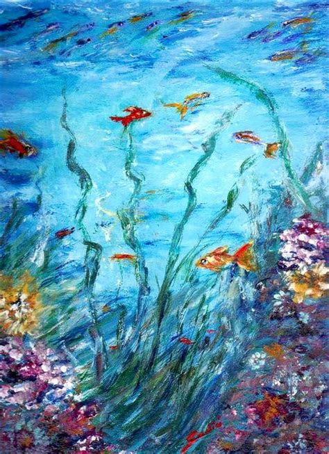 Aqua Painting By Mary Sedici Fine Art America