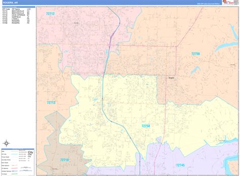 Rogers Arkansas Wall Map Color Cast Style By Marketmaps Mapsales