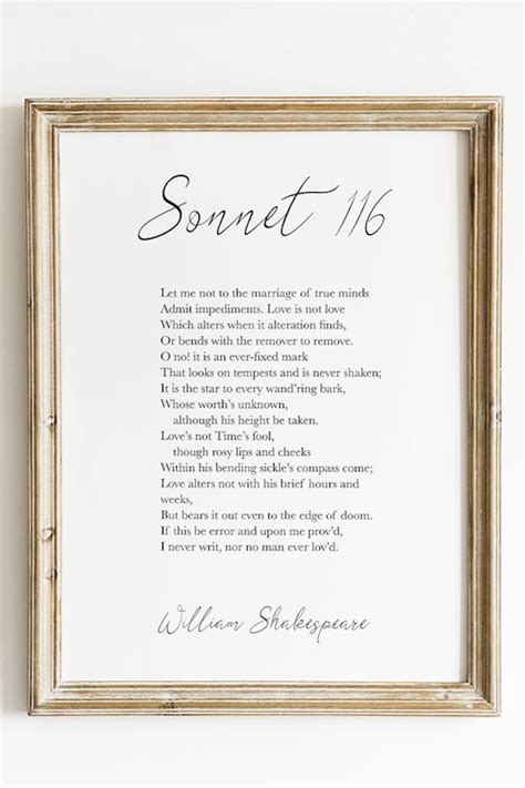 Sonnet 116 By William Shakespeare Printable Love Poetry Instant