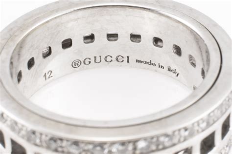18k Gold Gucci Ring With Revolving Rolling Band Authentic White Gold Ebay