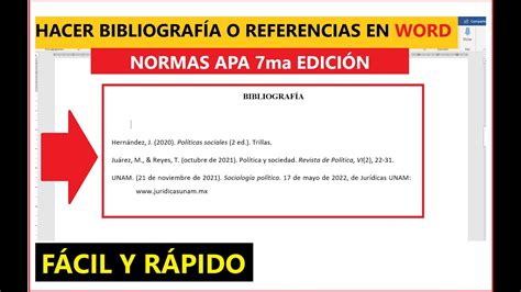 C Mo Citar Y Referenciar En Word Con Normas Apa A S Ptima Edici N