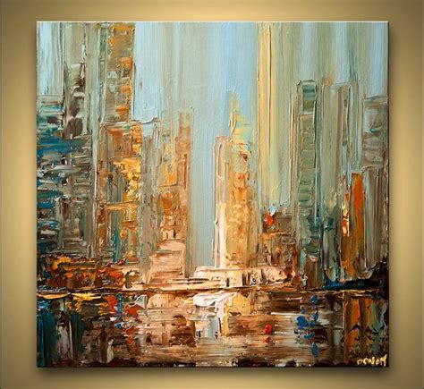 Original City Painting Modern Acrylic Palette By