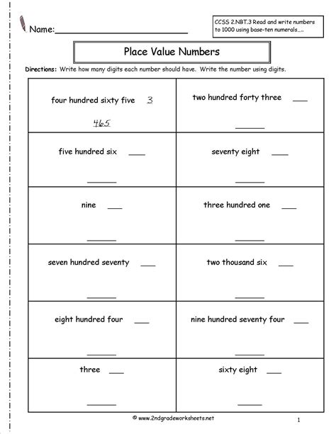 Numbers And Operations In Base 10 Worksheets