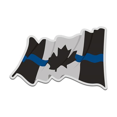 Thin Blue Line Canada Subdued Waving Flag Canadian Decal Sticker Lh