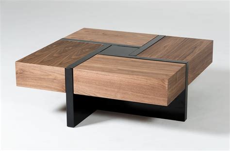 Modrest Makai Modern Walnut And Black Square Coffee Table By Vig Furniture