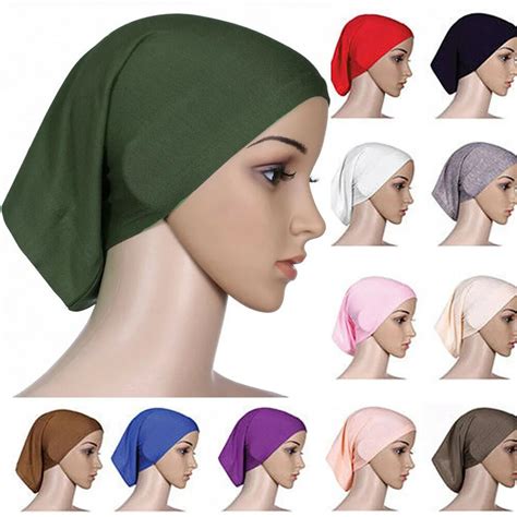 islamic muslim women s head scarf cotton underscarf hijab cover headwrap bonnet plain hijabs