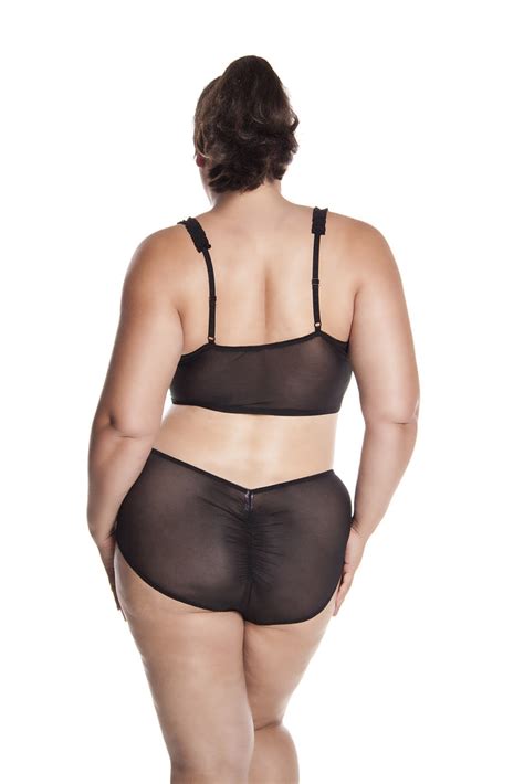 Plus Size Womens Long Line Open Cup Bra And High Rise Retro Panty 2 P Shirleymccoycouture