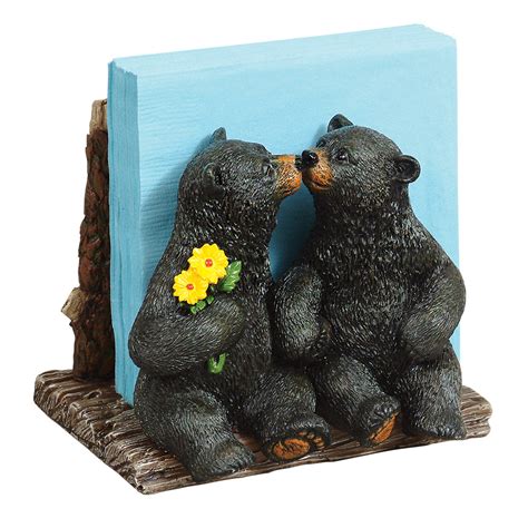 kissing black bears napkin holder