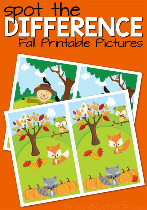 Printable Fall Spot The Difference Pictures From Abcs To