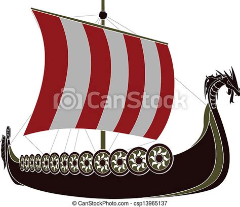 Viking Ship Stencil Vector Illustration Canstock