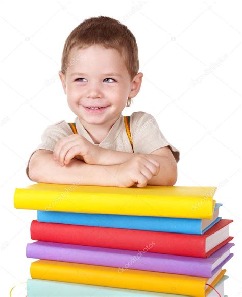 Child Reading Pile Of Books Stock Photo By ©poznyakov 3901058