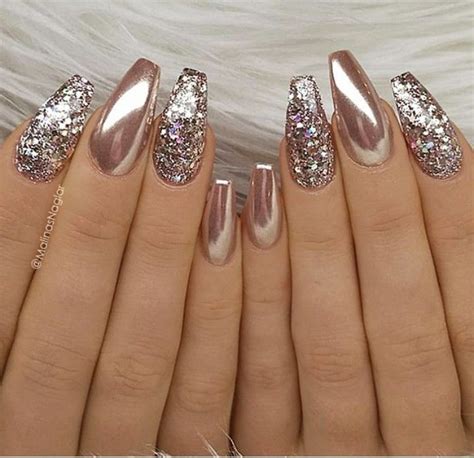 Rose Gold Metallic Nails Rose Gold Metallic Nails Glitter Nail Art