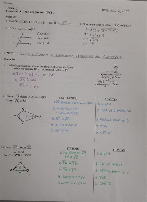 Always be sure to go back through your old homework and quizzes. Proving Triangles Congruent Worksheet Answer Key ...
