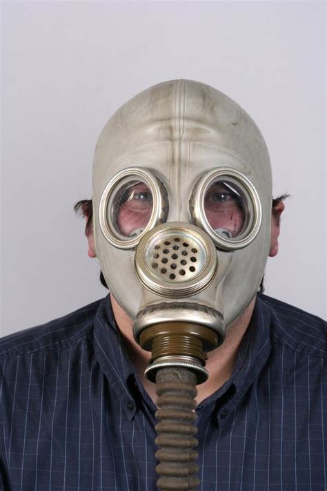Man Wearing Antique Gas Mask Stock Image Image Of Antique Protection