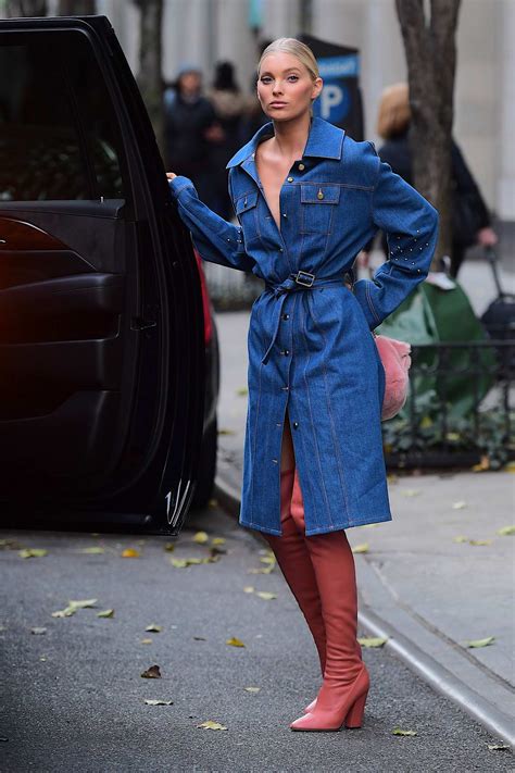 Elsa Hosk Seen Wearing A Denim Coat In New York City