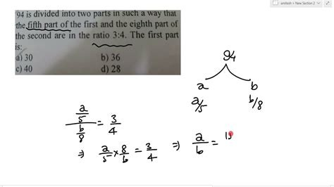 94 Is Divided Into Two Parts In Such A Way That The Fifth Part Of The
