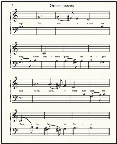 Please note that, depending on both taste and the characteristics of the piano this is played on, the sustain pedal could be employed every three quavers, as opposed to six. Greensleeves Free Sheet Music for Piano!
