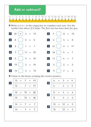 Early Learning Resources Add or Subtract Maths Worksheet