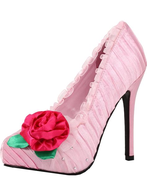 Summitfashions Pale Pink Pumps With Hot Pink Flower And Rhinestone Detail Women S 5 Inch Heels
