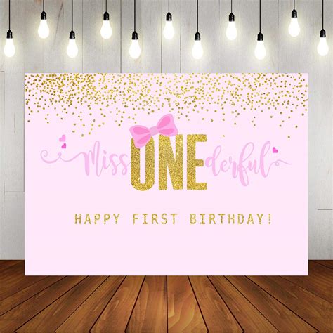Buy Little Miss Onederful 1st Birthday Backdrop Pink Bow And Gold