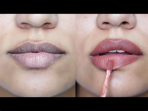 Dusky Skin Perfect Nude Liquid Lipstick Application On Pigmented Lips