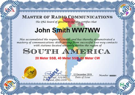 Award Certificate Master Of Radio Communications South America Qrz