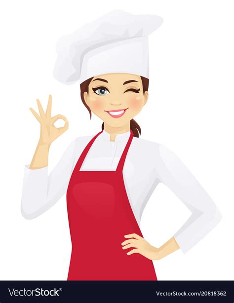Chef Woman Gesturing Ok Royalty Free Vector Image