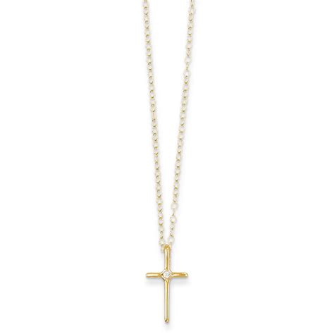 Find great deals on ebay for gold diamond cross pendant. 14K Yellow Gold Diamond Cross Necklace 15" 0.01 Ct Madi K Children's Jewelry 729341036973 | eBay