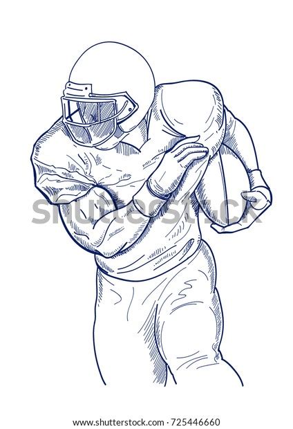Drawing American Football Player Stock Vector Royalty Free 725446660