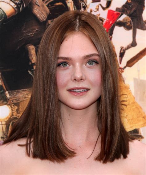 Elle Fanning Medium Straight Casual Hairstyle Brunette Hair Color