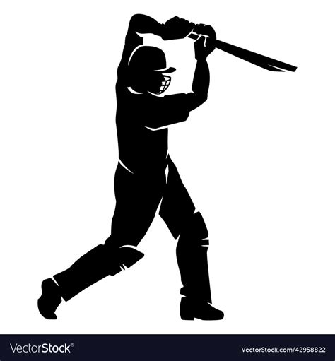Cricket Player Silhouette Cut Out High Quality Vector Image